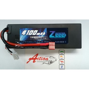 BATERIA DE LIPO 11.1V 3S 4100MAH 40C HARD CASE COM PLUG DEANS ZEEE POWER ZEE410040C3S